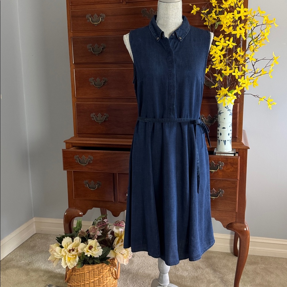 Banana Republic Chambray Denim Blue
Sleeveless Lyocell Shirtdress Size 10 - Picture 12 of 14